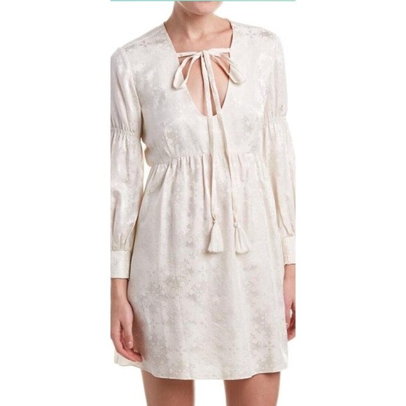 Rachel Zoe Women's Cream Jacquard Mini Dress Size 6 Cocktail Romantic Boho Chic - Picture 5 of 12
